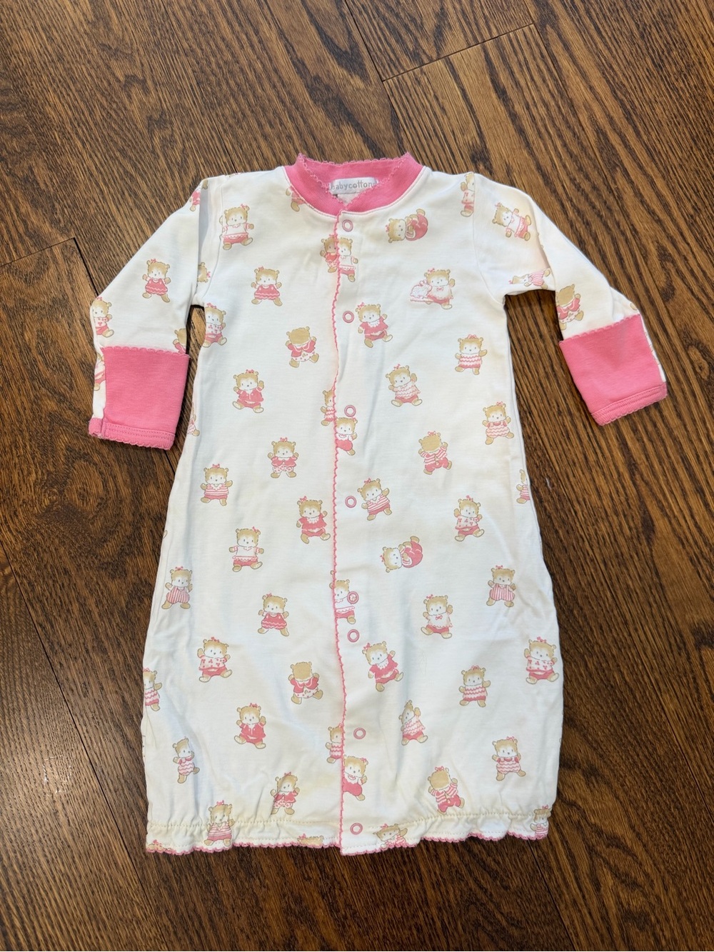 Baby Girls Pink & White Snap Gown Bodysuit - Soft Cotton